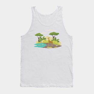 Geometric flat style deer in wildlife design Tank Top